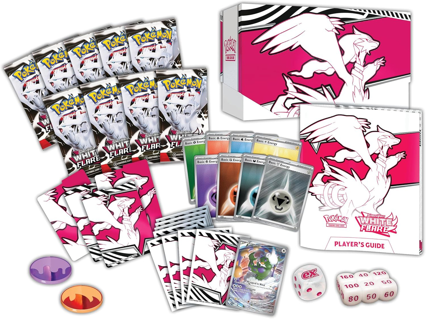 Pokémon TCG: Scarlet & Violet—White Flare Elite Trainer Box – Reshiram (1 Full-Art Tornadus Promo Card, 18 Boosters & Premium Accessories)
